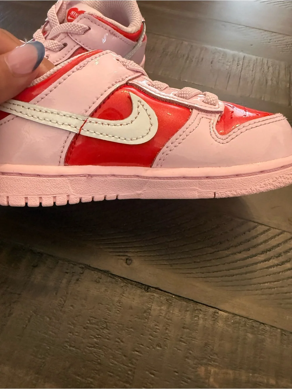 Nike Kids Pink and Red Nike Dunk Low